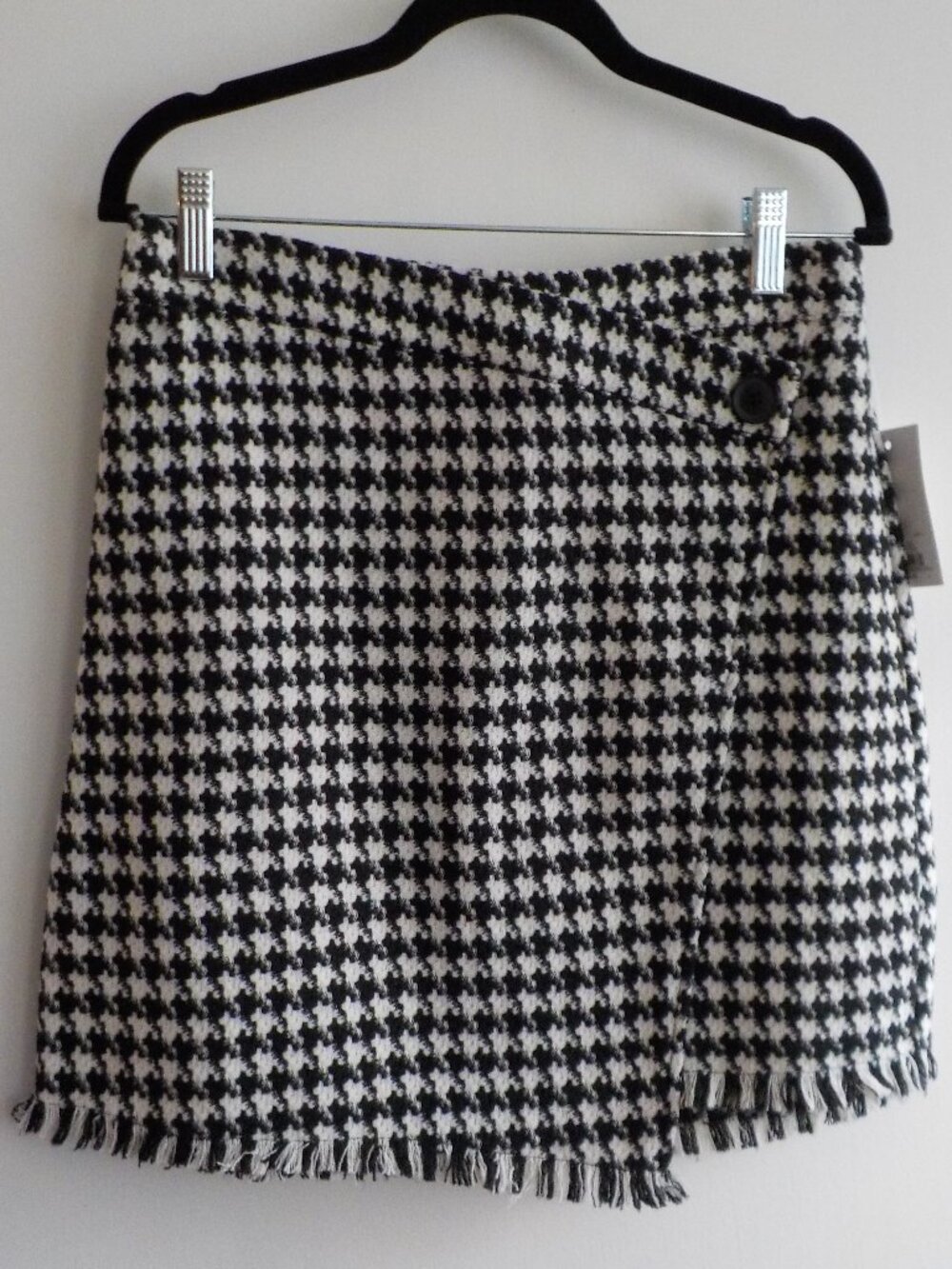 So Skirt - Junior Large - NWT Black White Houndstooth Fringe (2634)